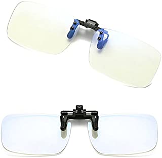 Computer Glasses Blocking Glasses Clip On Lens Anti Glare Filter Eyeglasses Eyewear Game Reading Glasses Pilot Glasses for Smart Phone, iPad, e-Book (Rectangle, White)