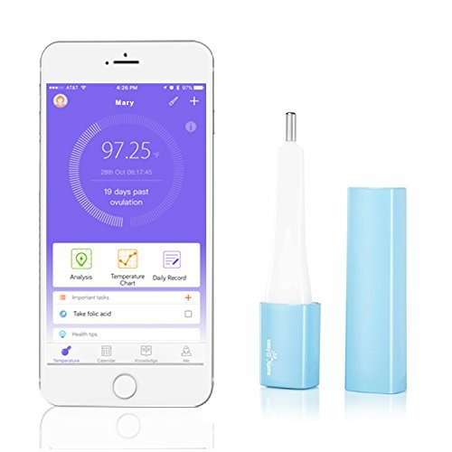 Easy@Home Smart Fertility Tracker, Bluetooth Oral Basal Thermometer EBT-500 with iOS and Android APP (Blue) - Included Battery Will expire in October, 2019)