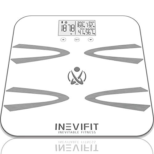 INEVIFIT Body-Analyzer Scale, Highly Accurate Digital Bathroom Body Composition Analyzer, Measures Weight, Body Fat, Water, Muscle, BMI, Visceral Levels & Bone Mass for 10 Users. Includes Batteries