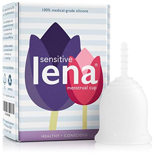 Lena Sensitive Menstrual Cup - Small - Clear - Regular Flow - Soft Beginner Cup - Made in USA - Sensitive Bladders and Period Cramps