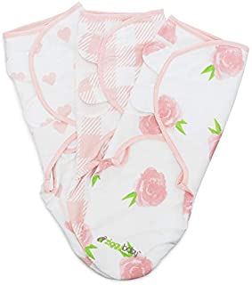 Baby Swaddle Blanket Wrap Set 3 Pack- Pink Peony, Pink Heart, Pink Buffalo Plaid