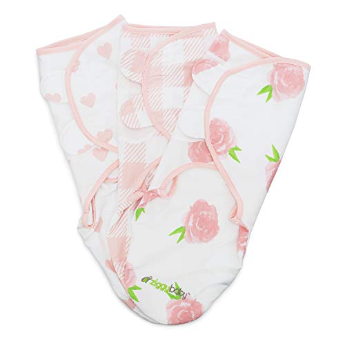 Baby Swaddle Blanket Wrap Set 3 Pack- Pink Peony, Pink Heart, Pink Buffalo Plaid