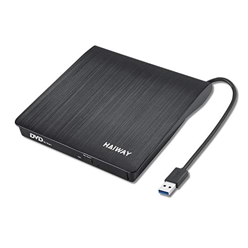 External CD DVD Drive, USB 3.0 Portable CD DVD +/-RW Drive Slim CD DVD ROM Rewriter Burner CD DVD Player for Laptop Desktop MacBook PC Windows Linux Mac Os (Black)