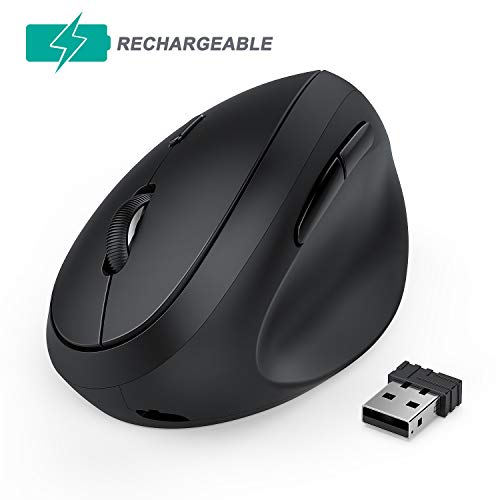 Ergonomic Wireless Mouse, Jelly Comb Rechargeable 2.4GHz Wireless Ergonomic Vertical Mouse Optical Mice with Adjustable DPI 1000/1600/2400 - MV09F