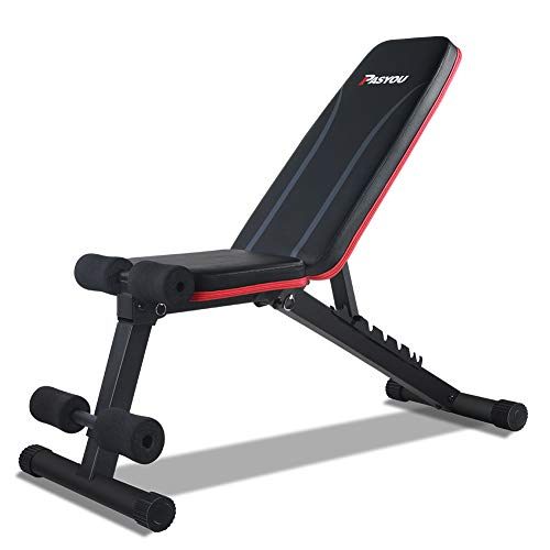 PASYOU Adjustable Weight Bench Full Body Workout Foldable Incline Decline Exercise Workout Bench for Home Gym