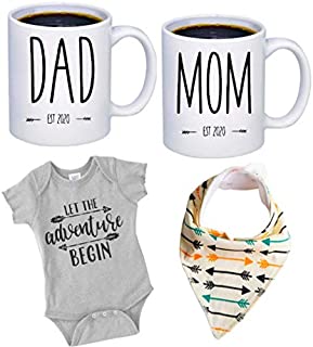 Pregnancy Gift Est 2020 - New Mommy and Daddy Est 2020 11 oz Mug Heart Set with