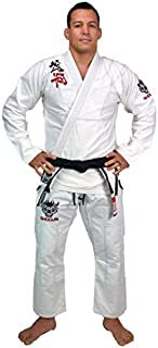 SHOGUN Fight Jiu Jitsu Gi Ultra Light'Kanji' 350gsm Pearl Weave Cotton Premium BJJ White A2