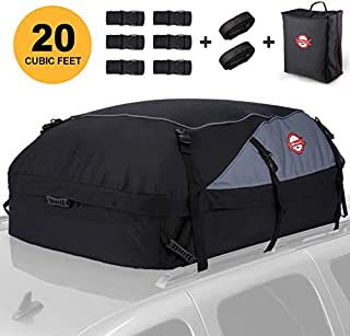 adakiit Car Roof Bag Cargo Carrier, 20 Cubic Feet Waterproof Rooftop Luggage Bag Vehicle Softshell Carriers with 8 Reinforced Straps and Storage Carrying Bag for All Vehicle with/Without Rack