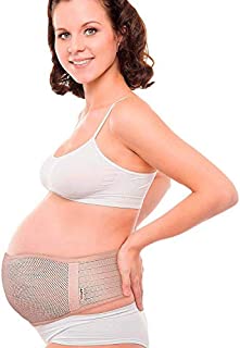 AZMED Maternity Belt, Breathable Pregnancy Back Support, Premium Belly Band [1.3M+ Happy Mothers], Lightweight Abdominal Binder, One-Size, Beige