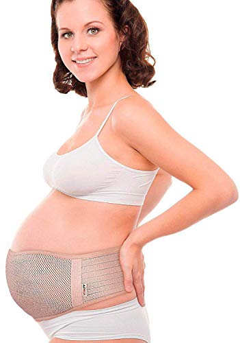 AZMED Maternity Belt, Breathable Pregnancy Back Support, Premium Belly Band [1.3M+ Happy Mothers], Lightweight Abdominal Binder, One-Size, Beige