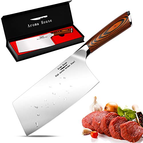 Meat Cleaver,7 inch Vegetable and Butcher Knife German High Carbon Stainless Steel Kitchen Knife chef knives with Ergonomic Handle for Home, Kitchen & Restaurant