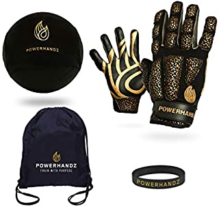 POWERHANDZ 4-Piece Basketball Bundle - Weighted Anti-Grip Basketball Gloves for Men and Women, Dribble Sleeve, Drawstring Bag and Wristband (XX-Large)