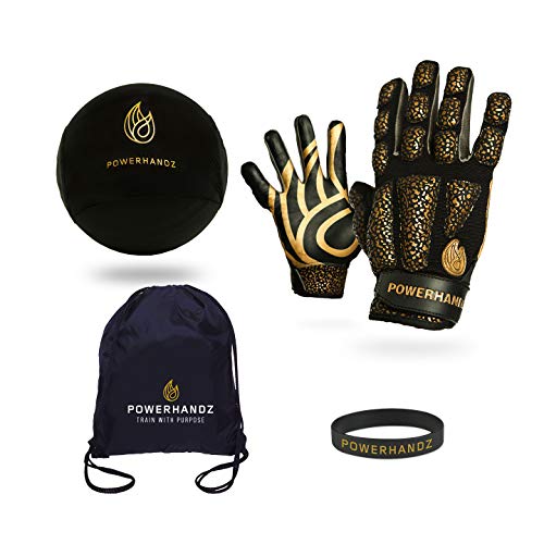 POWERHANDZ 4-Piece Basketball Bundle - Weighted Anti-Grip Basketball Gloves for Men and Women, Dribble Sleeve, Drawstring Bag and Wristband (XX-Large)