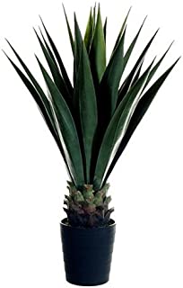 One 41 inch Indoor or Outdoor Artificial Sisal Potted Agave Plant UV Rated Cactus Cacti Aloe in Decorative Ribbed Black Planter