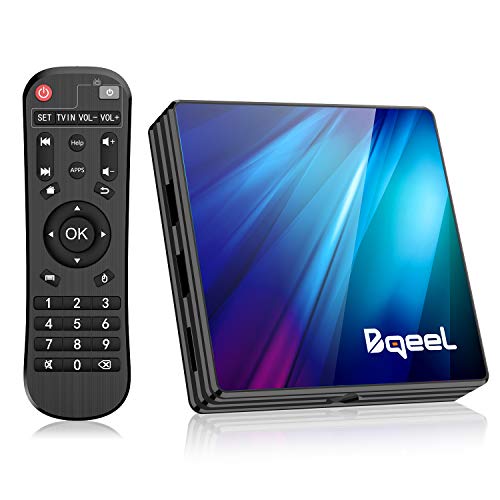 Bqeel Android TV Box 9.0 4GB RAM 64GB ROM, R1 Plus Android Box RK3318 Quad-Core 64bits Dual-Band WiFi 2.4G/5G BT 4.0 3D 4K Ultra HD H.265 USB 3.0 Smart TV Box