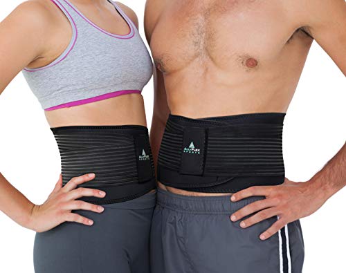 AllyFlex Large Back Brace Support Belt for Lifting Gym Working Out Lower Back Pain Support for Men and Women Breathable Cool Comfortable Fit (Large)