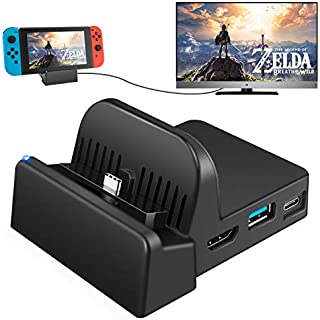 UKor Switch TV Dock, Portable Charging Stand for Nintendo Switch,Compact Switch to HDMI Adapter,Mini Switch Docking Station with Extra USB 3.0 Port, Replacement Charging Dock for Nintendo Switch