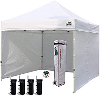 Eurmax 10'x10' Ez Pop-up Canopy Tent with 4 Removable Side Walls and Roller Bag