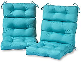 Greendale Home Fashions Outdoor High Back Chair Cushion (set of 2), Teal