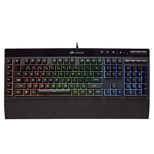 Corsair K55 RGB Gaming Keyboard - Quiet & Satisfying LED Backlit Keys - Media Controls - Wrist Rest Included  Onboard Macro Recording