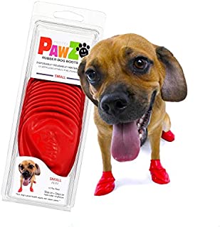 Pawz Dog Boots | Dog Paw Protection with Dog Rubber Booties | Dog Booties for Winter, Rain and Pavement Heat | Waterproof Dog Shoes for Clean Paws | Paw Friction for Dogs | Dog Shoes (S)