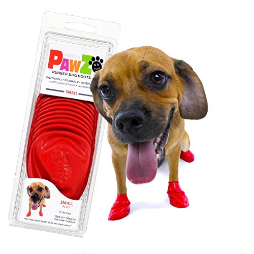 Pawz Dog Boots | Dog Paw Protection with Dog Rubber Booties | Dog Booties for Winter, Rain and Pavement Heat | Waterproof Dog Shoes for Clean Paws | Paw Friction for Dogs | Dog Shoes (S)