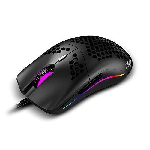 ZLOT Honeycomb Shell Gaming Mouse,65g Lightweight,3389 Gaming Sensor, Max-16000 DPI,50G Acceleration,400 IPS,2020 Edition Programmable and On-Board Memory Laser Gaming Mouse,Black