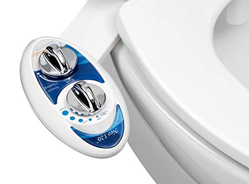 Luxe Bidet Neo 120 - Self Cleaning Nozzle - Fresh Water Non-Electric Mechanical Bidet Toilet Attachment (blue and white)