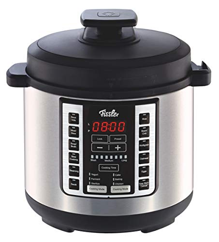 Fissler FISS-03520006001 Pot, Pressure, 6-Quart, Stainless Steel, Slow-Cooker, Multi-Use, Sous Vide, Rice, Steamer, Sauté-18 1-Touch Programs, 6 quart