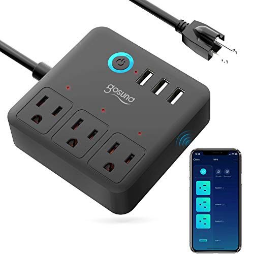 Gosund Smart Power Strip Work with Alexa Google Home, Smart Plug Mini WiFi Outlets Surge Protector with 3 USB 3 Charging Port for Cruise Ship Travel Multi Plug Extender,10A