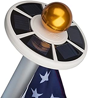 Sunnytech 2nd Generation Solar Flag Pole 20led Light, Brightest, Most Powerful, Longest Lasting & Most Flag Coverage, LED Downlight Light up Flag on Most 15 to 25Ft Flagpole, Upgraded Electric Circuit