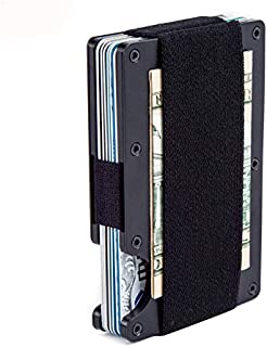 Minimalist Aluminum Wallet, Slim Money Clip Metal Wallet RFID Front Pocket Wallet(black)