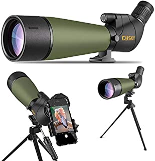 Gosky 2019 Updated 20-60x80 Spotting Scope with Tripod, Carrying Bag and Smartphone Adapter - BAK4 Angled Telescope - Newest Waterproof Scope for Target Shooting Hunting Bird Watching Wildlife Scenery