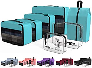 YAMIU Packing Cubes 7-Pcs Travel Organizer Accessories with Shoe Bag and 2 Toiletry Bags(Blue)