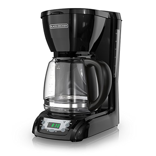 BLACK+DECKER DLX1050B 12-cup Programmable Coffee Maker with glass carafe, Black