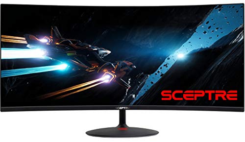 Sceptre C345W-2560UN 34-inch Curved Ultrawide 21:9 Super Creative LED Monitor 2560x1080 Frameless HDMI DisplayPort Up to 100Hz, Machine Black 2020