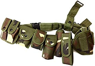 Green Camouflage Law Enforcement Modular Equipment System Security Military Tactical Duty Utility Belt (10 in 1, Adjustable 35-45 inches, Green Camouflage)