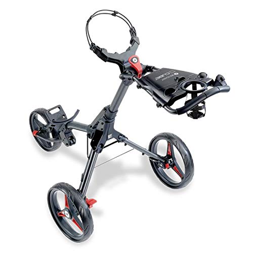 Motocaddy Cube 3 Wheel Golf Push Cart Lightweight Compact Two-Step Folding Golf Cart (Charcoal/Red)