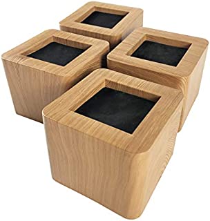 MIIX HOOM Bed Risers 3 Inches | Heavy Duty Wooden Color Furniture Risers | 4PCS | Sofa Couch Risers or Table Risers(Light Wood Color)