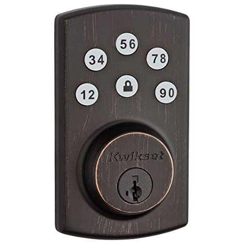 Kwikset 99070-103 Powerbolt 2 Door Lock Single Cylinder Electronic Keyless Entry Deadbolt Featuring SmartKey Security in Venetian Bronze