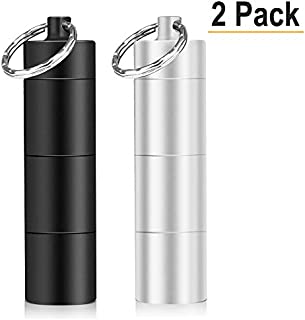 Portable Pill Cases, Opret 2 Pack Metal Pocket Pill Boxes Keychain for Purse for Travel, 3 Compartment Waterproof Daily Pill Container Holder for Men and Women