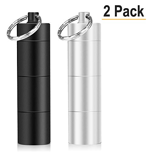 Portable Pill Cases, Opret 2 Pack Metal Pocket Pill Boxes Keychain for Purse for Travel, 3 Compartment Waterproof Daily Pill Container Holder for Men and Women