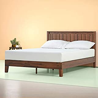 Zinus 12 Inch Deluxe Solid Wood Platform Bed with Headboard/No Box Spring Needed/Wood Slat Support/Antique Espresso Finish, King