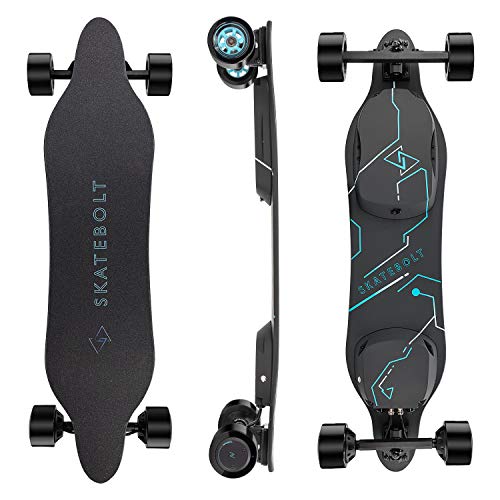 SKATEBOLT Electric Skateboard Breeze II Electric Longboard 28 MPH Top speed, 15 Miles Range, Dual 350 W Motors, 30% Climbing Capacity, Glassfiber & Bamboo Deck Electronic Longboard with Remote Control