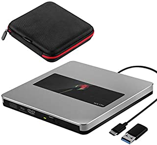 External CD Drive Portable USB 3.0/Type-C CD/DVD+/-RW CD ROM Burner Player Writer for Laptop MacBook Air Pro Mac Windows Desktop PC iMac(Grey)