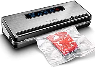 Upgraded Vacuum Sealer Machine, Toyuugo Automatic Vacuum Air Sealing System with Dry & Moist Food Modes and One Roll Starter Kit Vacuum Sealing Bags for Food Preservation and Sous Vide