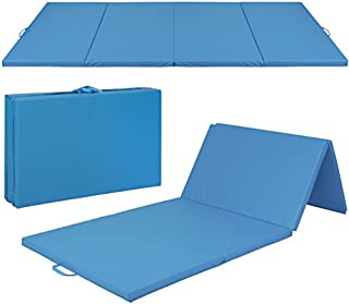 Best Choice Products 10x4ft 4-Panel Foam Folding Exercise Gym Mat for Gymnastics, Aerobics, Yoga w/Handles - Blue