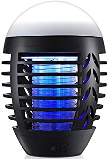 Bug Zapper Mosquito Killer Fly Trap Mosquito Attractant Trap with Camping Lamp for Outdoor and Indoor, Cordless Zapper with Hook, Hangable