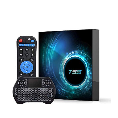 Android 10.0 TV Box 4GB RAM 64GB ROM,Android TV Box Quad-Core CPU Support Dual-WiFi 2.4G/5GHz Bluetooth 5.0 Ultra HD 6K Android Box with Wireless Mini Keyboard