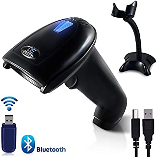 Central Essentials 2D Bluetooth Barcode Scanner Wireless with Adjustable Stand - 3-in-1 Design 1D Laser Automatic Cordless QR Handheld Reader for POS, USB, UPC, Android, iOS, iPad, iPhone, Retail